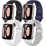 Tobfit 4 Pack Sport Bands Compatible with Apple Watch Band 38mm 42mm 40mm 44mm, Soft Silicone Replacement Band Compatible with Watch Series 5/4/3/2/1 (Black/Gray/White/Navy Blue, 42mm/44mm M/L)