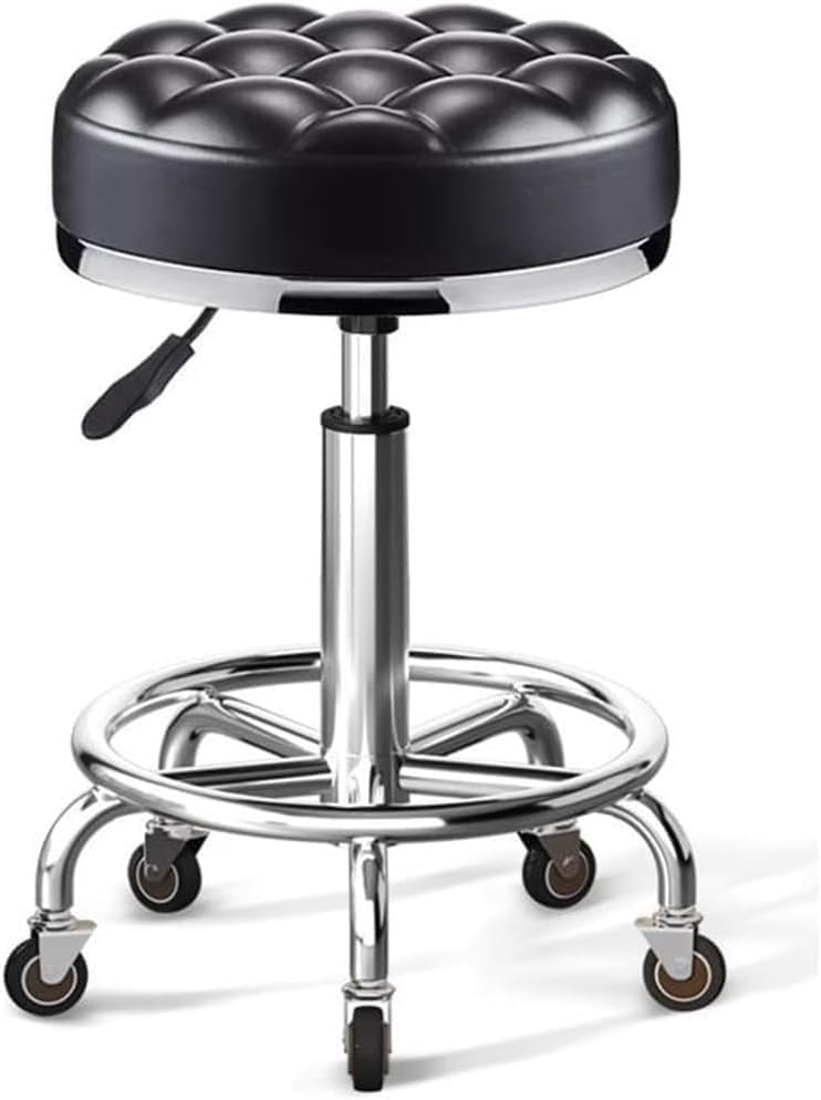Tabouret de bar pivotant en cuir PU noir pour cuisine et salle à manger