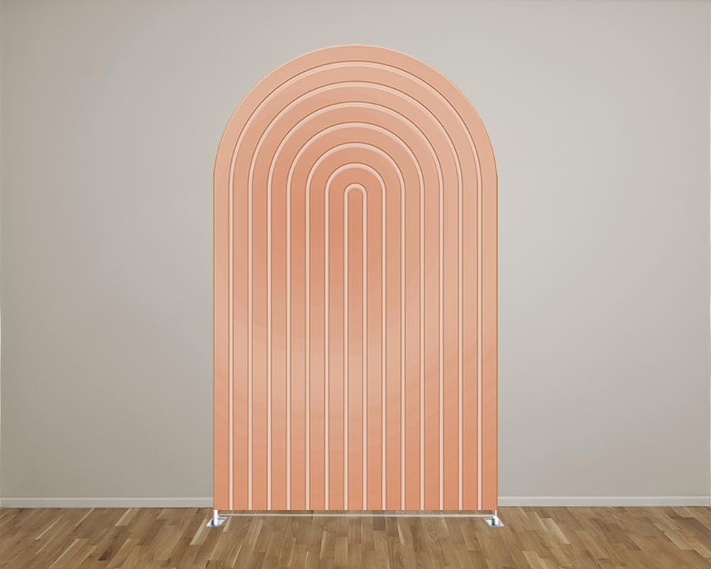 Light Brown2D Ripples Printed Arched Backdrop Cover for Party Decoration, Baby Shower Decor & Photo Props - Stands Covers Arch Backdrop Cover GX1349 (Customized-Size,Customized)