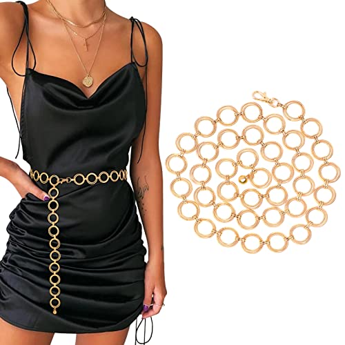 WERFORU chaîne ceinture or femmes chaîne ceinture corps ventre taille ceinture alliage taille chaîne réglable corps chaîne Cover