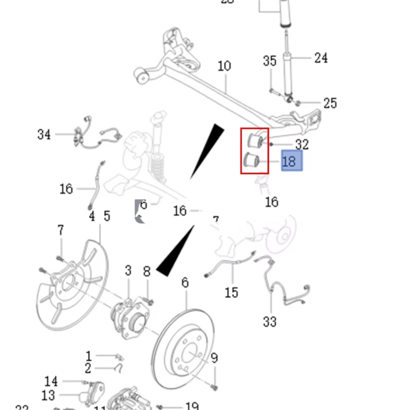 Silent Block Boccola Manica Trave Asse Posteriore Per Chery Per Omoda C5