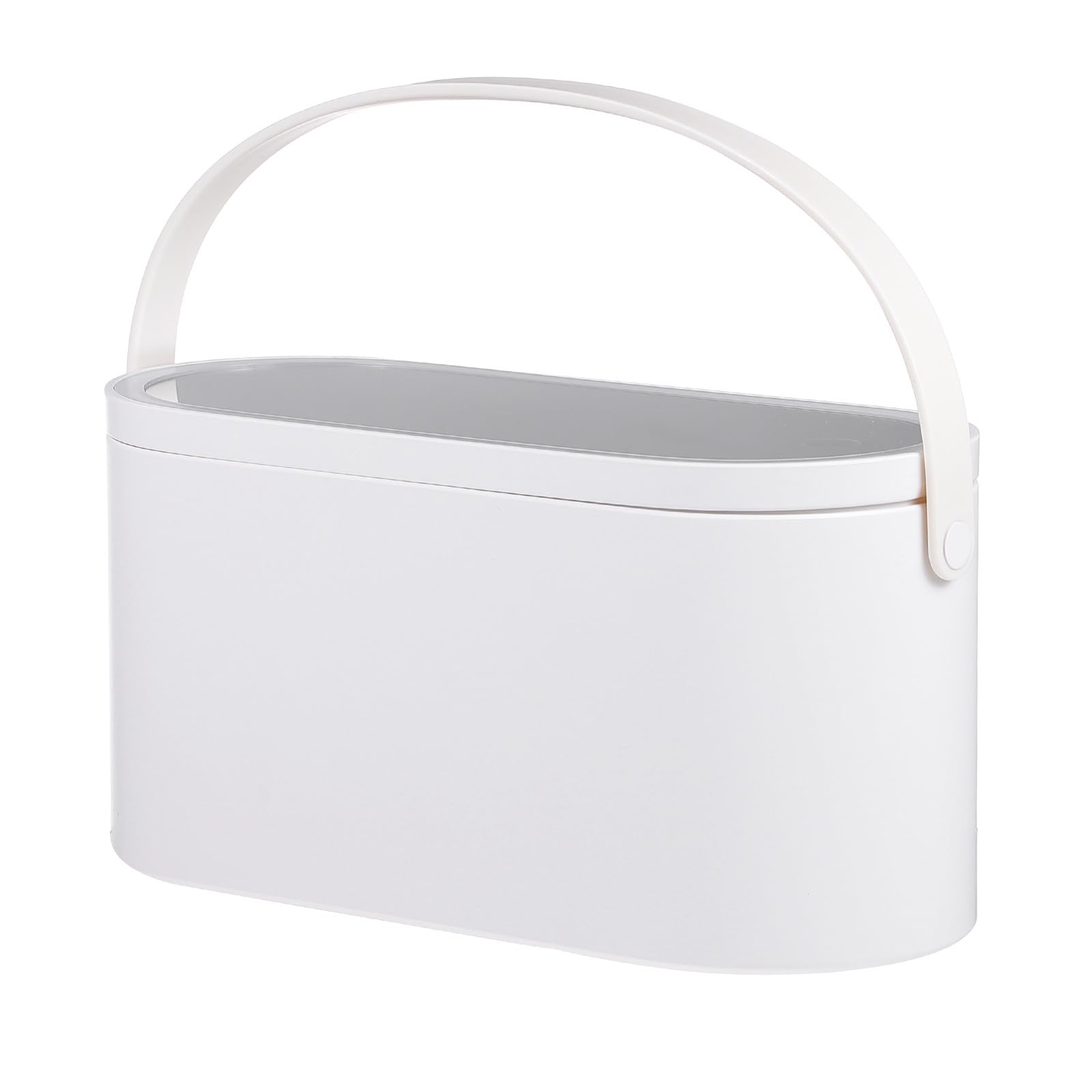 MILISTEN Tragbarer Kosmetik Organizer mit LED Spiegel Kunststoff Glas Weiß Reise Make Up Koffer mit Touch Beleuchtung Griff für Business Camping und Fitness