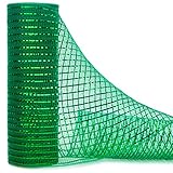 Ribbli Emerald Green Metallic Deco Mesh Ribbon,10 inch x 30 feet(10Yard), Emerald with Green Foil,...
