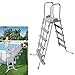 Bestway - Echelle pour piscine hors sol avec plateforme, 4 marches de chaque côté, hauteur 132 cm - (Coloris aléatoire)