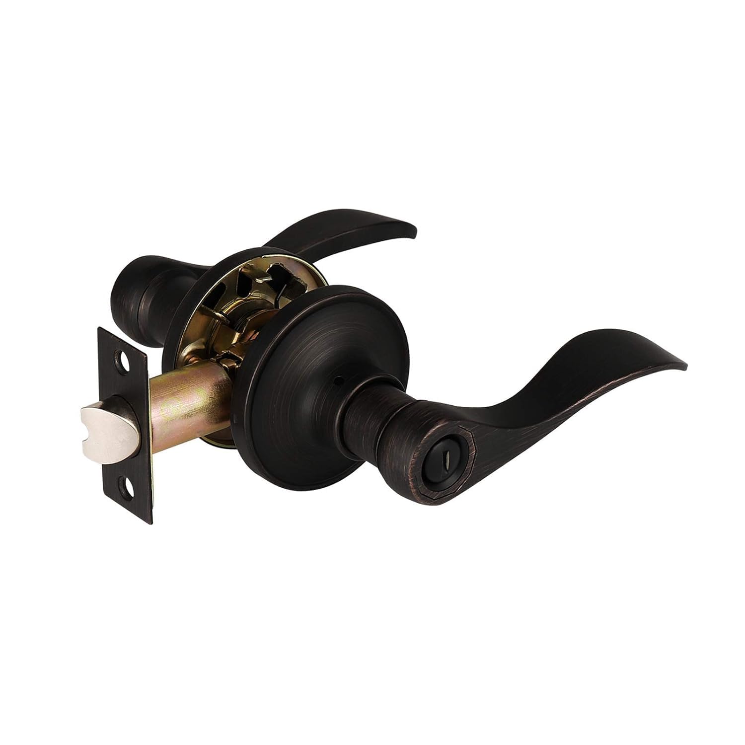 3 Pack Privacy Bathroom Door Lock Lever Keyless No Keys Door Lockset;Right/Left Handed Reversible;Oil Rubbed Bronze Door Levers Hardware