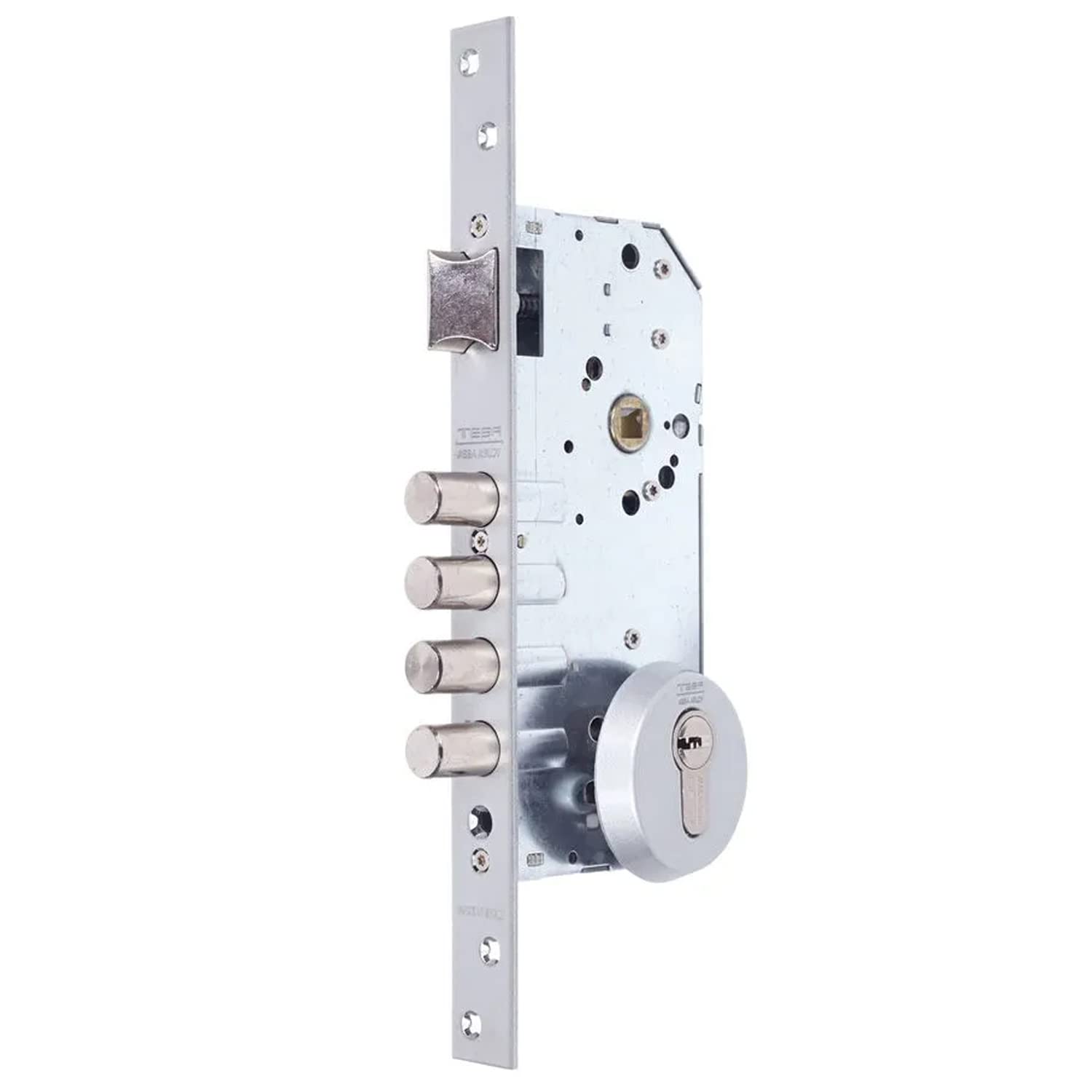 TESA R100B566C Serratura di sicurezza monopunto, entrata 50 mm, finitura cromata, catenacci da 14 mm