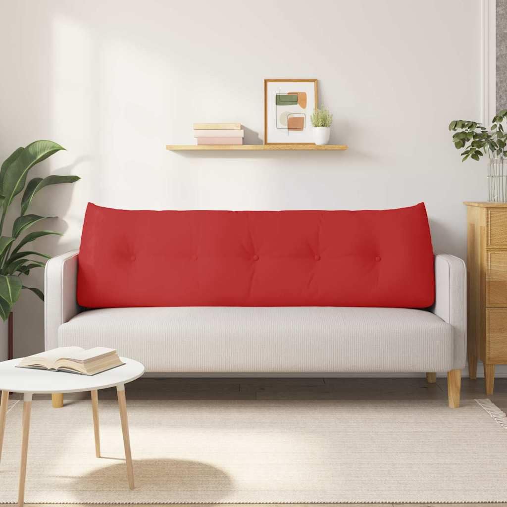 Cuscino per schienale, rosso, 160 x 24 x 50 cm, cuscino ergonomico in tessuto vellutato per letto e divano, cuscino imbottito con rivestimento sfoderabile e morbida imbottitura in poliestere