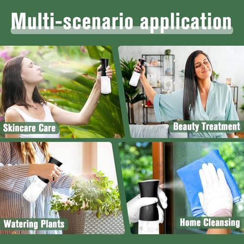 Ultrafeiner Nebelsprüher, Haarsprühflasche mit Dauerhaftem Sprühstrahl | Wasserzerstäuber für Hairstyling, Salons, Reinigung, Pflanzenpflege | Geeignet für ätherische Öle - 200 ml (6,8 oz) - Schwarz