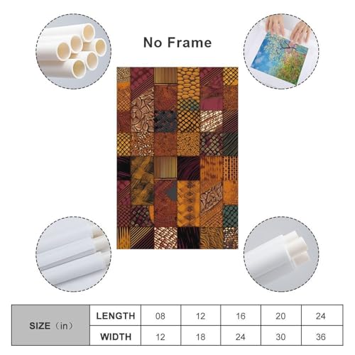 Impression sur toile moderne style africain patchwork pour déco de bureau