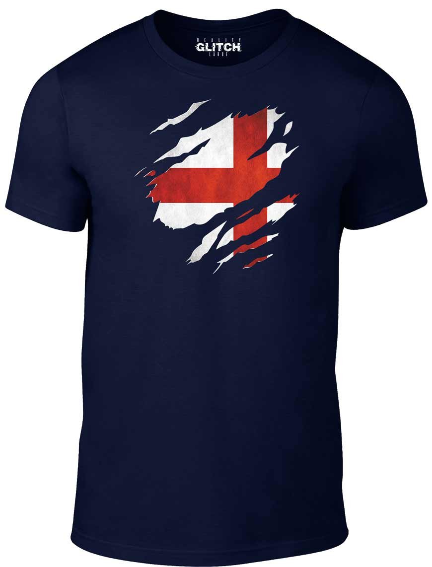 Reality Glitch Torn England Flag Navy