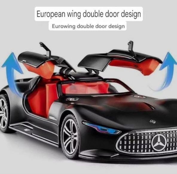Image of Scale 1:24 Marcdes Vision AMG GT Future Alloy Diecast Pullback Metal Car Toy with Sound Light & Opening Doors - Best Gift Toy for Kids (1:24 Mercdes Vision AMG GT Future - Black)