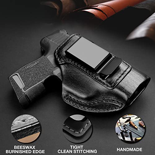 GUN & FLOWER IWB Leather Holster for Sig Sauer P365/ P365X/ P365 SAS/ P365-380, Inside Waistband Concealed Carry, Appendix Concealed Carry Holster, Fits 1.5"-1.75" Belts, Premium Leather, Right Hand by GUN & FLOWER - Image 4