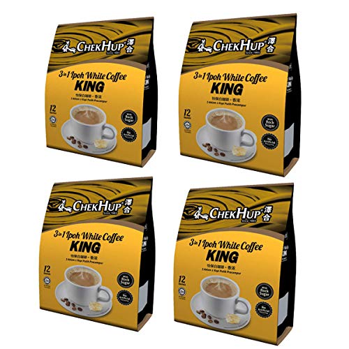 Malasia famoso Chek Hup Instant Ipoh Café blanco con bajo GI Premium Rock Sugar por Ametsus (3 en 1 KING (4 paquetes)