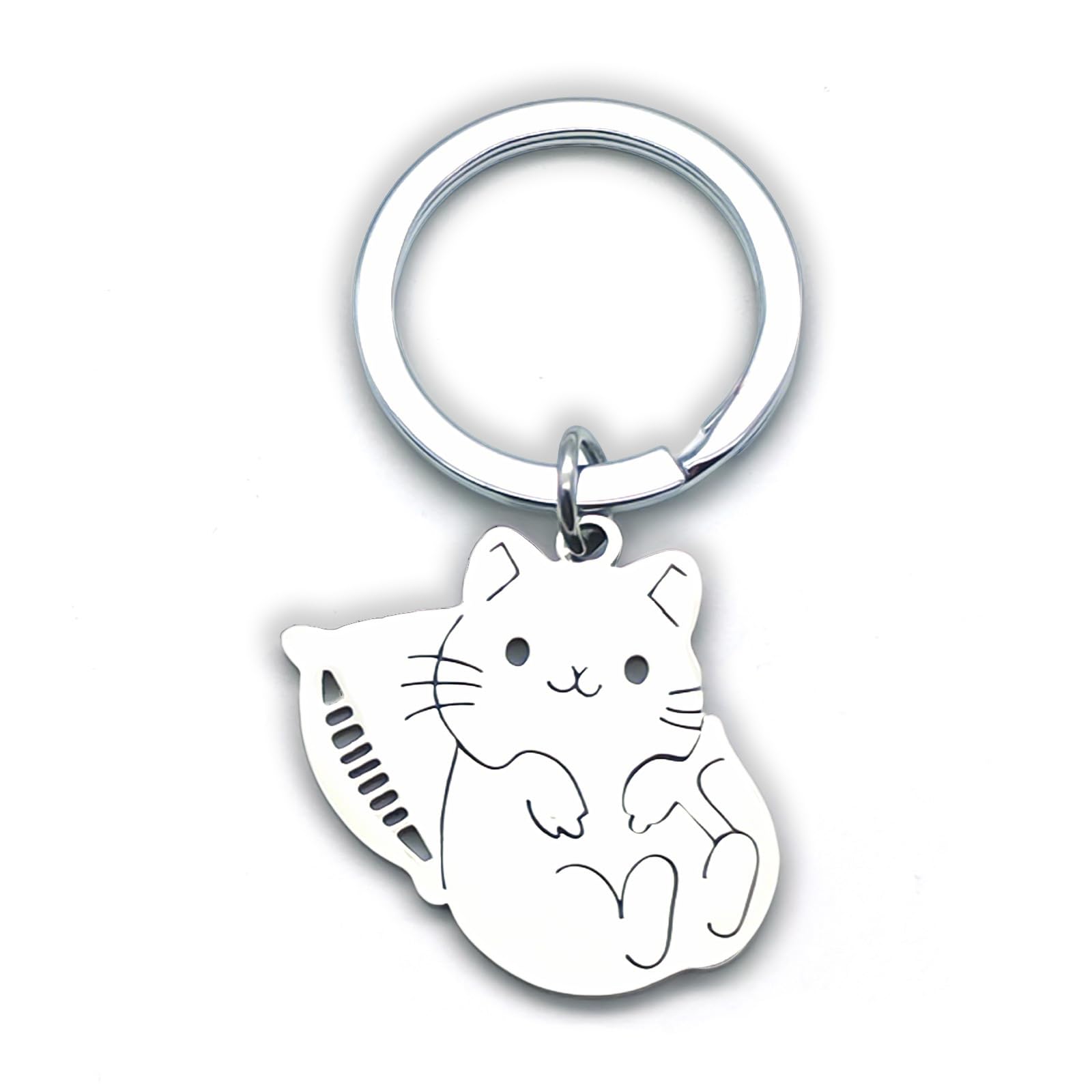Zynara Schlüsselanhänger Katze Silber, Süßer Katzenanhänger für Frauen, Edelstahl Anhänger Mädchen, Geschenkidee für Katzenliebhaber,Geburtstag,Weihnachten​
