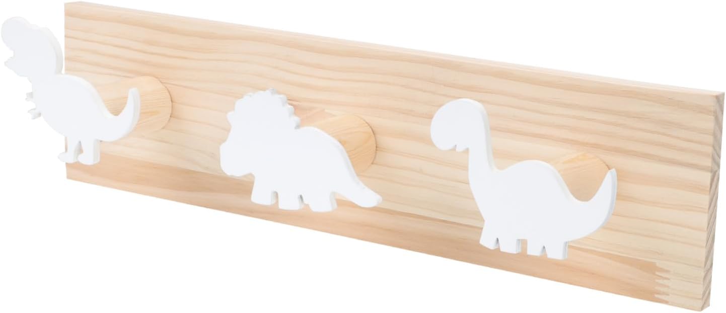 Veemoon Creative Dinosaur Wall Hook Eco-Friendly Wooden Coat Rack for Home Bedroom and Bathroom Decor Cute Dino Design for Stylish Hanging