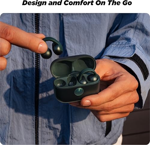 Image of Motorola Moto Buds Loop TWS (Green) | Sound by Bose, Open-Ear Fit | 12mm Drivers, Dual Mic AI | 31H Playtime, Quick Charge | IPX4 Water Resistant | Comfortable Fit | Low Latency Mode | Reliable Build