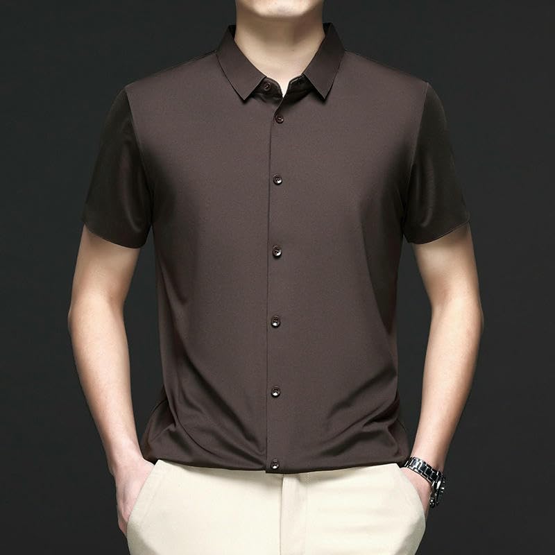 Chemise légère homme manches courtes coupe ajustée couleur unie - 3