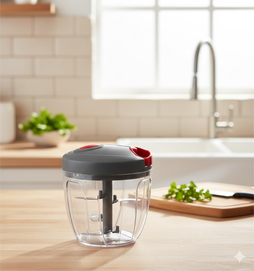 Kitchen Tools Vegetables Cutter1000 ML Chopper Combo with Stainless Steel Powerful Blade (Grey) Vegetable & Fruit Chopper-image-32