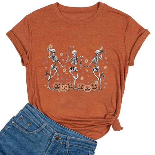 Beopjesk Women's Mandala Pumpkin T-Shirt | Fall Halloween Graphic Tee | Short Sleeve Round Neck Top