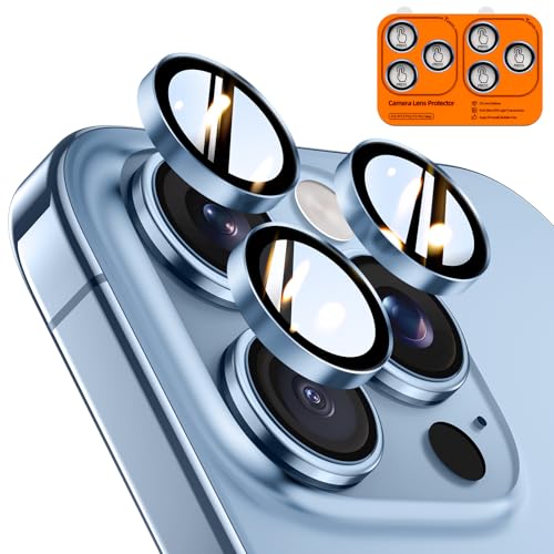 Image of TOCOL Camera Lens Protector for iPhone 13 Pro Max /iPhone 13 Pro Tempered Glass HD Individual Scratch Resistant Camera Cover Accessories Case Friendly 2 Pack(Sierra Blue)