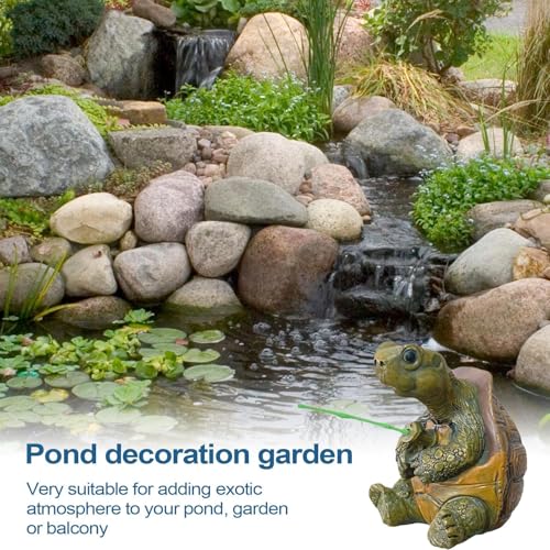 Genérico Figura de Tortuga de Estanque de jardín: Figura de Hecha a Mano de Material Resistente, diseño Colorido, Decorativa para Camas de Agua y Plantas, Patio, balcón de jardín o Jardinera