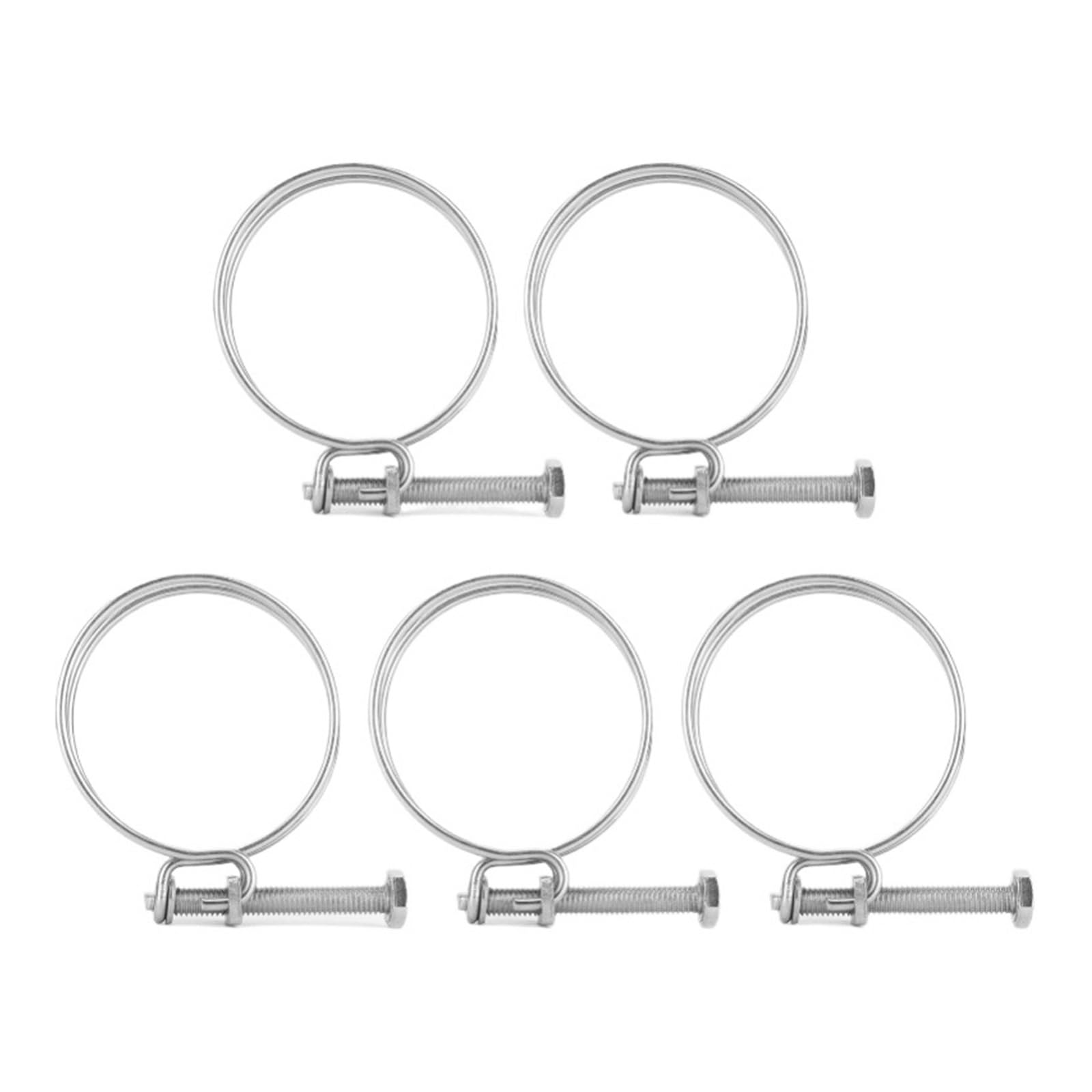 Abrazadera de manguera de doble línea Abrazadera de manguera de doble alambre, Clip de tubo de alambre de acero inoxidable ajustable for uso doméstico Industrial, 59-65mm, 5 uds.