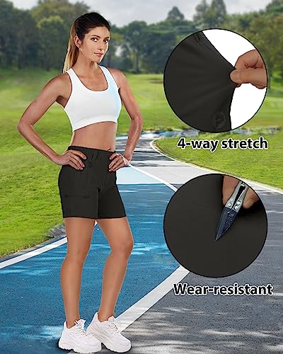 Outdoor Ventures Women's Hiking Shorts Stretch Lightweight Golf Shorts Quick Dry UPF 50+ 5 inch Cargo Short for Camping3