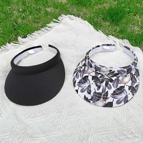Image of 2 Pack Visor Women Men Sun Hat Clip On Visors Adjustable Sport Wide Brim Cap
