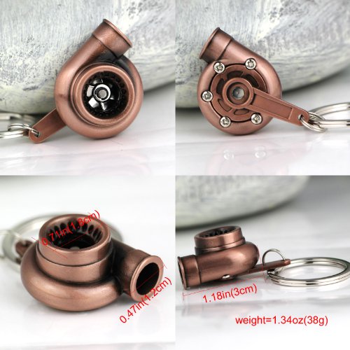 Image of maycom Creative Spinning New Turbo Turbocharger Keychain Key Chain Ring Keyring Keyfob (Copper Color)