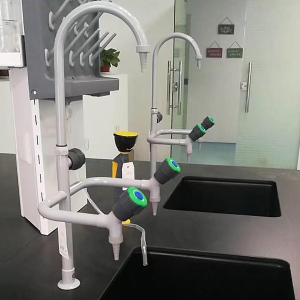 Grifo De Laboratorio De Tres Caños Con Ducha De Enjuague Previo Giratorio De 360 Grados, Núcleo Totalmente De Cobre Recubierto De Resina, Adecuado Para Laboratorios, Escuelas Y Hospitales
