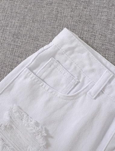 Image of oyyniis Jean Shorts for Teen Girls Ripped Raw Hem High Waist Straight Leg Cute Summer Y2K Denim Shorts 13Y-16Y