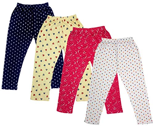 Image of IndiWeaves Girl's Regular Fit Cotton Capri Pants (71800-145146147149-IW-N-P4-26 White, Magenta, Yellow, Navy Blue 6 Years-7 Years)