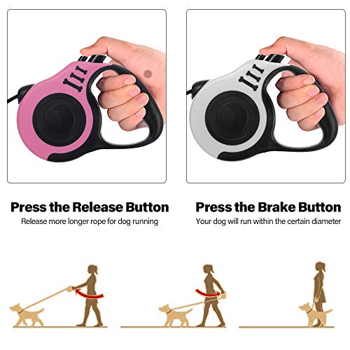 Nishore Trela retrátil para cães Trela de caminhada para animais de estimação com alça antiderrapant