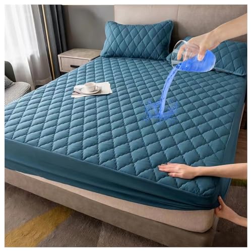 Protector De Colchón Impermeable Twin Full Queen Cal King, Almohadilla Acolchada Ajustable con Bolsillo Profundo De hasta 10 Pulgadas, Funda De Colchón Silenciosa(Dusty Blue,120x200cm/47x79in)