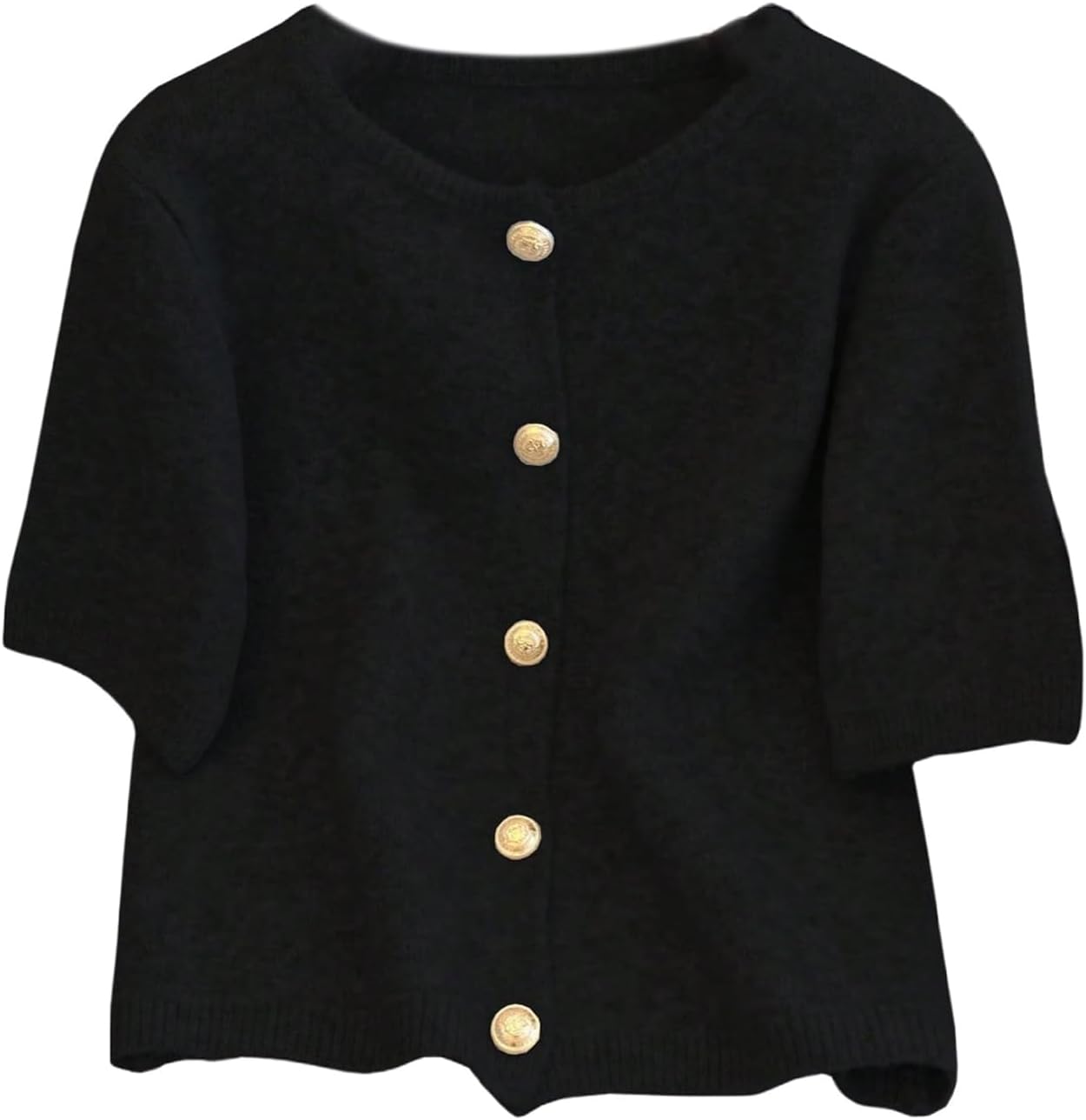 GORGLITTER Women's Short Sleeve Cardigan Sweater Trendy Fall 2025 Dressy Cute Button Up Lightweight Cable Knit Cardigan