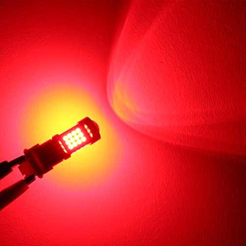 Alla Lighting Pure Red 3057 3056 T25 3157 3156 Led Bulb, Turn Signal, Brake Stop Tail Lights Bulb Lamps Replacement, 1000 Lumens 3030 36-Smd Extremely Super Bright #TOP2