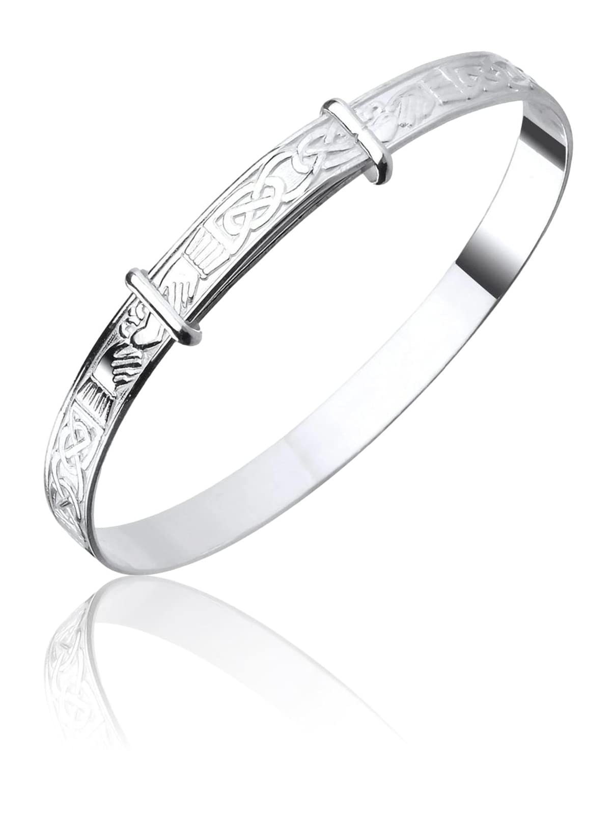 HSFJGSF Diseño Celta Irlandés/Diseño Claddagh Pulsera Expandible/Ampliable/Ajustable para Bebé/Niño/Mujer - Plata de Ley 925 - Joyería Infantil