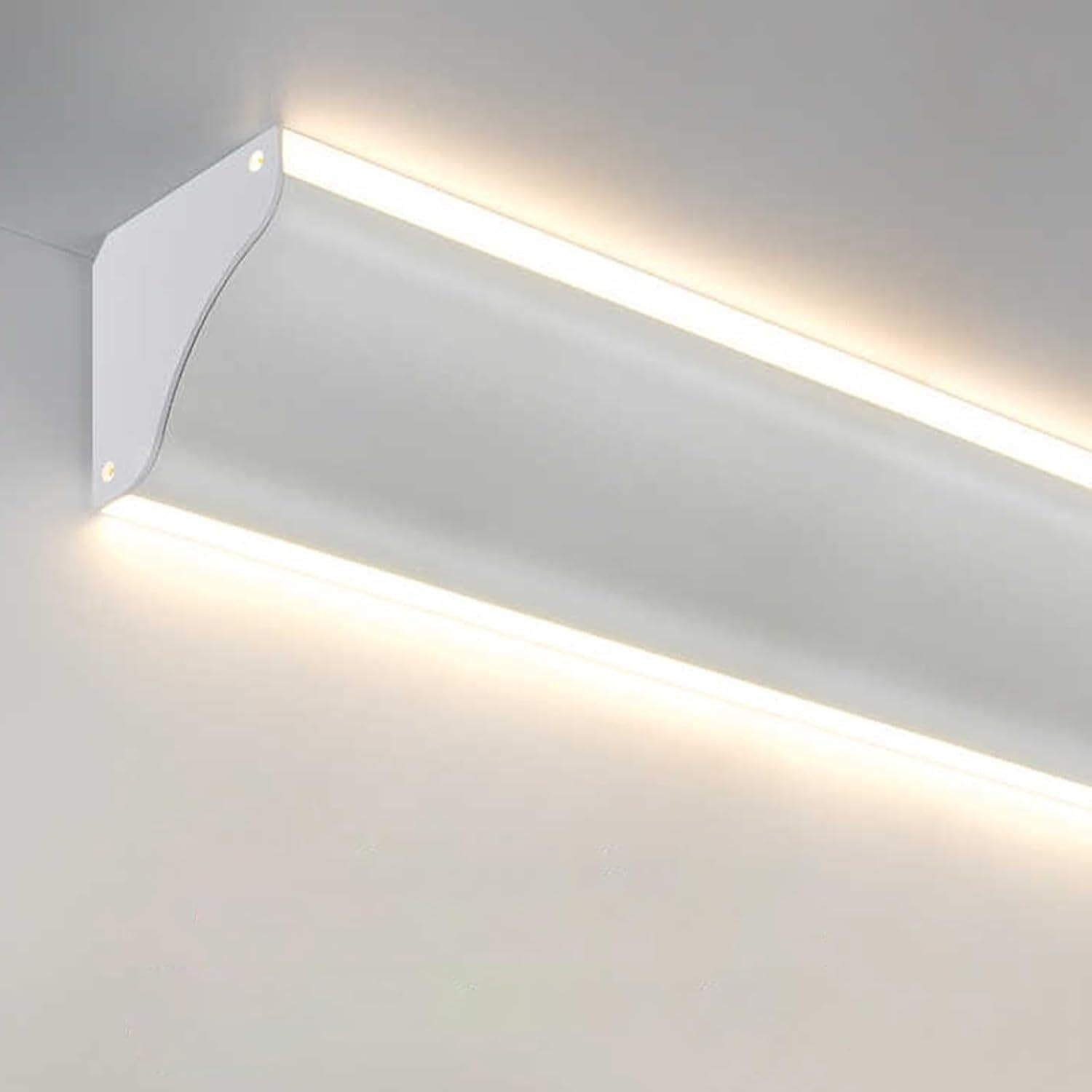 Aluminiowy kanał LED z akcesoriami narożnymi, listwa koronowa do taśm LED, profil LED do montażu powierzchniowego do szafek schodowych Półka na książki Salon Sypialnia(70m/229.7ft)
