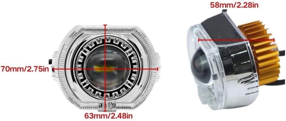 2.5 Inch LED Motorcycle Headlight Projector Lens Dual Halo Angel Demon Eye Hi Lo Beam Spotlight Compatible With Car E Bike