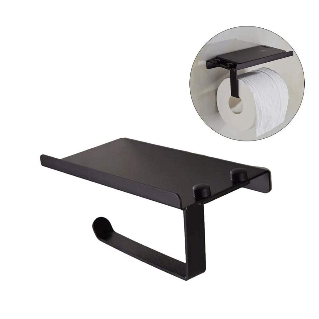Portarrollos de Papel higiénico con Estante, Adhesivo, sin taladrar o for Montaje en Pared Tornillos