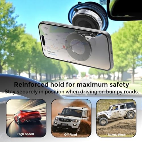Image of Bigsmall Pro Magnetic Car Phone Holder | 360 Rotation | Adjustable Arm | Strong Suction Mount for Dashboard | Android, iPhone and Laptop Compatible | Universal Mobile Holder (Black, Single)
