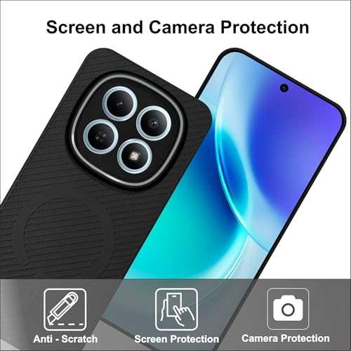 Image of SBMS Back Cover for Redmi Note 15 5G / Poco M8 5G Soft Matte Silicone Cover with Slim Fit | Mag-Safe Logo (Not Mag-Safe Compatible) | Shockproof | Camera Protection Bumper Case for Poco M8 5G (Black)