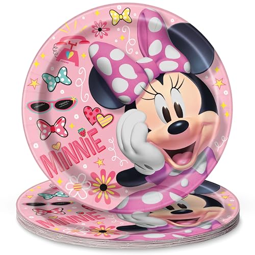 Unique Round Dinner Paper Plates - 21.9cm, Minnie Mouse, 8 Pcs Unique Round Dinner Paper Plates - 21.9cm, Minnie Mouse, 8 Pcs