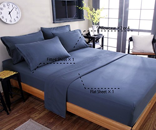 Sonoro Kate Bed Sheets Set Sheets Microfiber Super Soft 1800 Thread Count Luxury Egyptian Sheets 16-Inch Deep Pocket Wrinkle - 6 Piece (King, Navy Blue) #TOP1