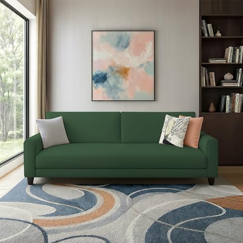 Image of Kathleen 3 Seater Sofa Set for Living Room - Foldable Convertible Couch Furniture for Home, Office or Guest Use, Modern Designer Stylish Comfortable (Green)