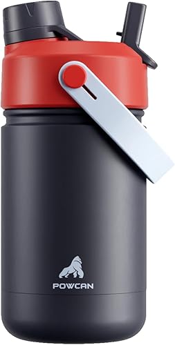 Miniatura 60 de POWCAN - Botella de agua con aislamiento de 18 onzas, con tapa de boquilla y pajilla 2 en 1, fría 24 horas, a prueba de fugas, apta para portavasos