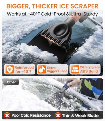 Image of Zanch 3-in-1 27 inch Snow Brush and Ice Scraper for Car Windshield [Wider Snow Brush, One-Wipe Clean] Snow Brush for Car with Ergonomic Foam Grip for All Cars,Truck,SUV, Winter Accessories