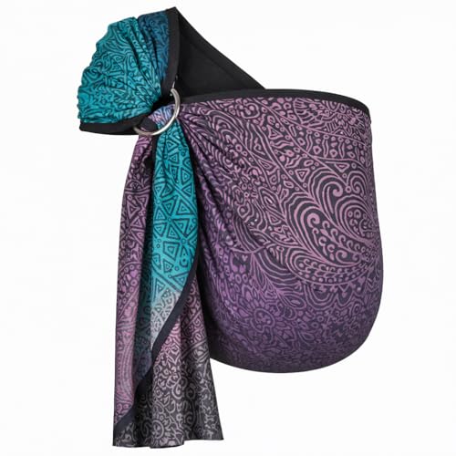 Hoppediz Ring-Sling, Baby-Tragetuch ab Geburt, 100 % kbA-Baumwolle, Design Jaipur black