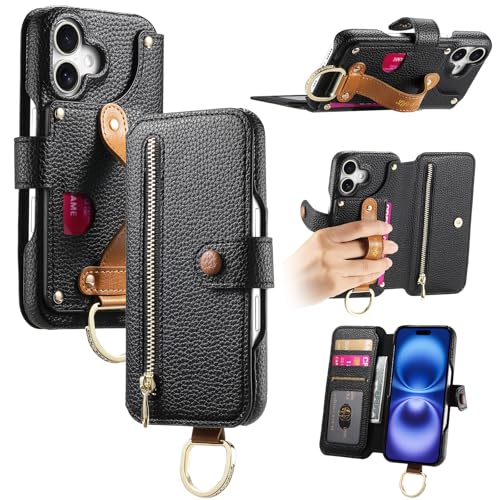 Étui portefeuille iPhone 17 protection complète anti-rayures avec compartiment zippé