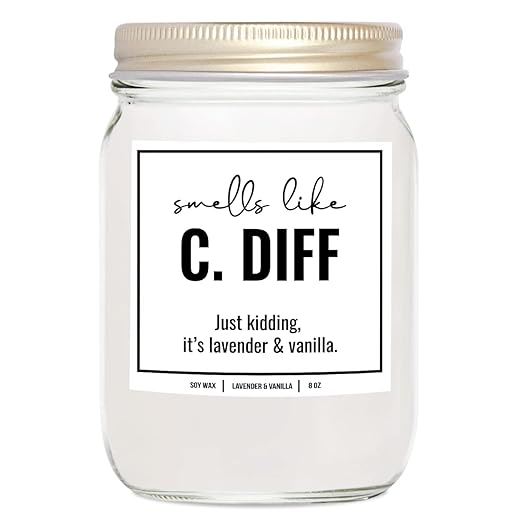 YouNique Designs, Smell Like C. Diff Registered Nurse Candle, 8 Oz, Funny Nurse Gifts for Women, Rn Gifts for Nurses, Gi Nurse Appreciation Gifts, Future Nurse Graduation Gift (Lavender & Vanilla)